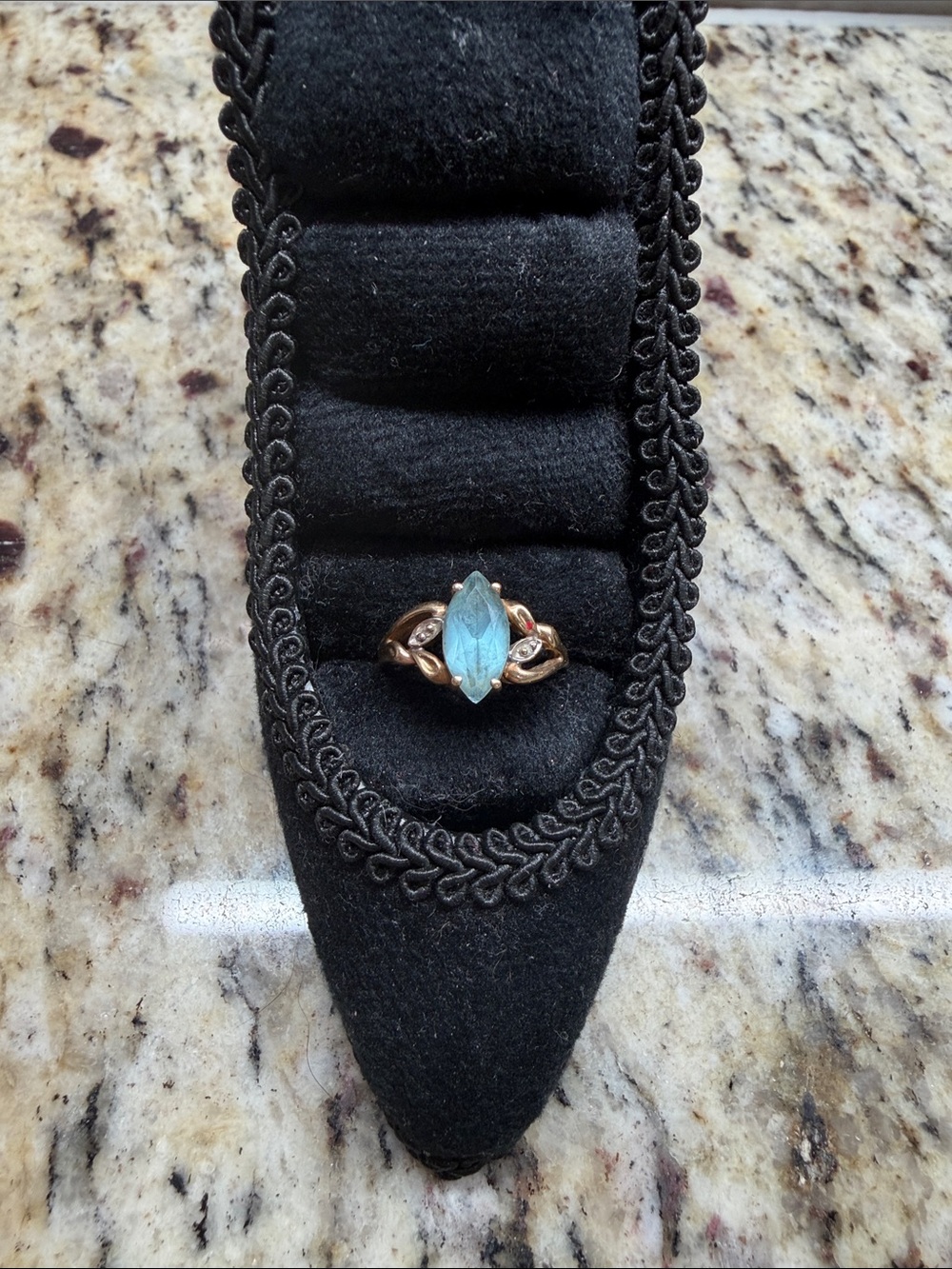 10K Gold Blue Marquise Stone Gold-Tone Women's Ring